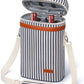 2 Bottle Wine Bag Wine Cooler Carrier Wine Gift Tote Bag, Leakproof & Insulated Bottle Bags for Travel, BYOB, Beach, Dinner, Party, Christmas Gifts for Wines Lovers Women Men - Navy Stripe