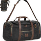 Vintage Canvas Duffle Bag, 50L Genuine Leather Travel Duffel Backpack Multifunctional Overnight Weekender Bag with Shoes Compartment Men (Black) - Roamly