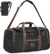 Vintage Canvas Duffle Bag, 50L Genuine Leather Travel Duffel Backpack Multifunctional Overnight Weekender Bag with Shoes Compartment Men (Black) - Roamly