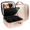 MOMIRA Travel Cosmetic Train Case with Lighted Mirror 3 Color Scenarios Cosmetic Bag Organizer with Adjustable Dividers Makeup Storage for Women, Makeup Accessories & Tools Case Champagne