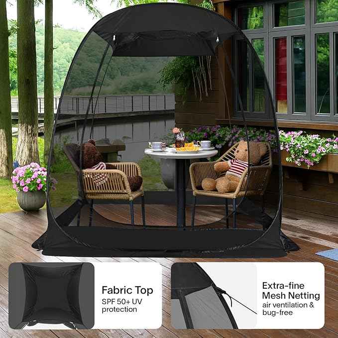 Alvantor Pop Up Screen House Gazebo with Mosquito Netting, Instant UV Resistant Sun Shelter for Patio & Backyard, Portable Canopy Tent for 2-10 Person