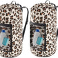 Laundry Bag Backpack, 2PCS Extra Large Travel Laundry Bag with Mesh Pocket & Adjustable Shoulder Straps,Dirty Clothes Travel Bag for College Students Dorm,Apartment(Leopard Print)