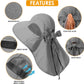 Womens Sun Hat UV Protection, Foldable Waterproof Wide Brim Bucket Hats with Neck Flap for Summer Beach Fishing Hiking