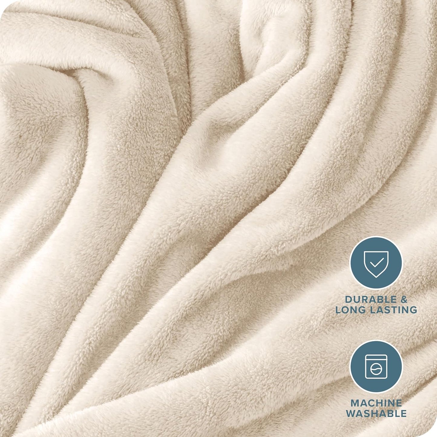 Bare Home Fleece Blanket - Kid Size - Ultra-Soft Lightweight for Bed, Sofa, and Couch - Luxury Microplush - Cozy Warm Blanket (Kid, Vanilla)