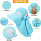 Womens Sun Hat UV Protection, Foldable Waterproof Wide Brim Bucket Hats with Neck Flap for Summer Beach Fishing Hiking