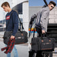 WITZMAN Mens Duffle Bags for Traveling Canvas Weekender Travel Bag Expandable Overnight Bag Carry on Bag(A8007 Black) - Roamly