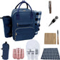 Truvelli Picnic Backpack for 4 with Blanket – 12-in-1 Insulated Picnic Basket Backpack Set with‬ Wine Holder, Cheese Board & Cutlery – Premium Picnic Back Pack for Family & Group‬ Adventures, Blue