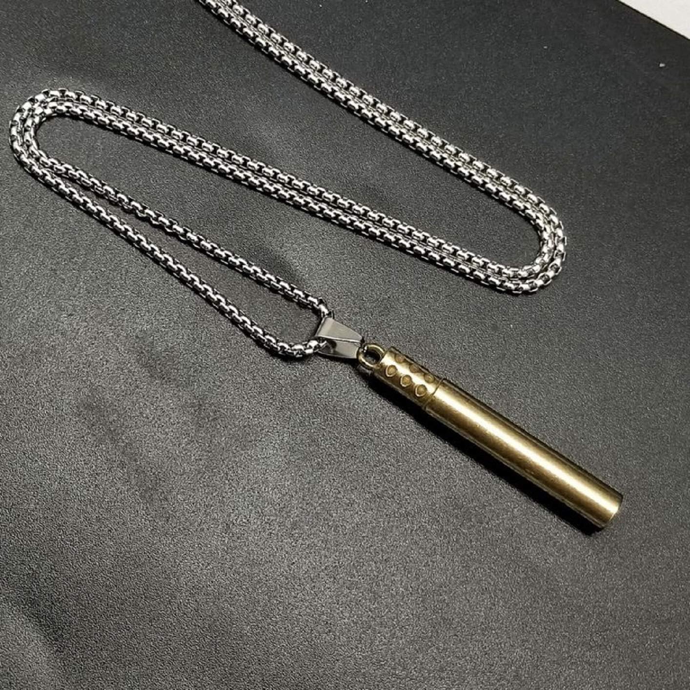 Emergency Survival Whistle Pendant Necklace for Men Women, Titanium Steel Loud Coach Whistle Necklace with Chain, Portable Keychain Whistle for Life Saving, Hiking, Camping and Pet Training