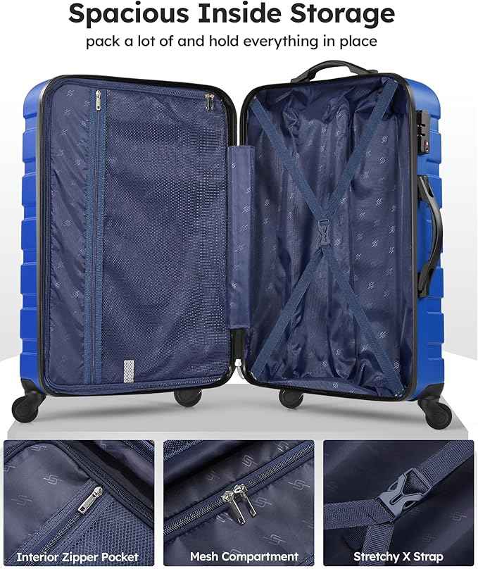 Suitour Luggage Sets 2 piece Carry on and Checked Luggage,Suitcases with Wheels 20/24 inch