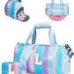Kindergarten Gift Ideas-Girl Gym Bag with Shoe Compartment, Kid Personalized Weekender Overnight Bags, Initial Travel Tote with Makeup Pouch, Niece Girls Birthday Gift (Letter L)