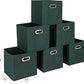 Household Essentials Fabric Storage Cube Bins, 6 Piece Set, Strong Poly-Woven Fabric, Chipboard Sides, Grommet Front Handle, Stackable and Foldable, Classic Design, Dark Green