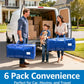 6 Pack Heavy Duty Moving Bags with Padded Wrap Around Handles-Strengthened Zipper Extra Large Storage Totes for Dorm College Clothes Blue