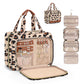 Wedama Toiletry Bag for Women, Hanging Travel Toiletry Bag with Jewelry Organizer Compartment Large Makeup Bag, PVC Waterproof Cosmetic Travel Bag Trips Camping Bathroom, Leopard Print - Roamly