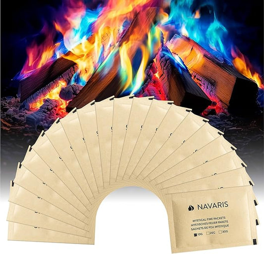 Navaris Mystical Fire Packets - Magical Fire Color Changing Packets Fire Pit - Rainbow Fire Magic Fire Colorful Flames Packs - For Campfire Firepit Bonfire - 10-Pack 0.4oz (10g)