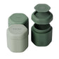Cadence Travel Containers - Body Care Capsule Set - Magnetic Containers with Lids,Carry On Travel Essentials for Women/Men - 3 Flex Mediums (1.32oz) - Body Wash, Lotion & Sun Icon Labels - Evergreen