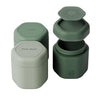 Cadence Travel Containers - Body Care Capsule Set - Magnetic Containers with Lids,Carry On Travel Essentials for Women/Men - 3 Flex Mediums (1.32oz) - Body Wash, Lotion & Sun Icon Labels - Evergreen