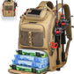 Fishing Tackle Backpack,Tackle Bag with 2 Rod Holders,Water-Resistant Large Storage Fishing Gear and Equipment (B-Khaki)