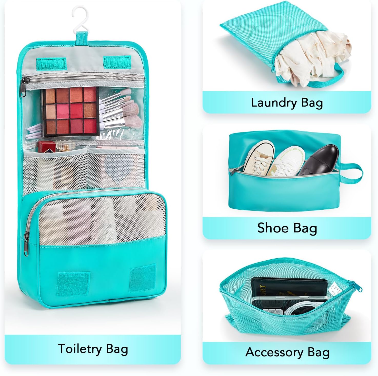 10 Set Compression Packing Cubes for Travel Essentials,Compressible Expandable Packing Cubes for Suitcase,OlarHike Luggage Organizer Bags for Travel,Handy Helper for Organizing Clothes(Blue Green) - Roamly