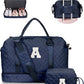 Women's Initial Duffle Bag - Personalized Weekender with Shoe & Makeup Compartments, Monogram Overnight Bag (Letter A) - Roamly