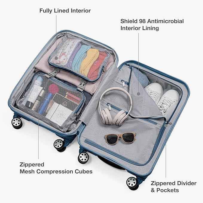 Traveler's Choice Pagosa Hardshell Expandable Luggage with Spinner Wheels, Slate Blue, 22-Inch Carry-on
