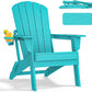 Folding Adirondack Chair - Extended Ergonomic Backrest, Cup Holder - Easy Assembly - Durable HDPE Plastic, Weather Resistant & Maintenance-Free - Lawn, Patio, Deck Supports 400lbs Aruba