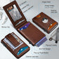 Airtag Wallet for Men,with Money Clip Gift Boxed,Slim Front Pocket Wallet RFID Blocking Metal Case Smart Pop-up Credit Card Holder in Magnetic Leather Flip