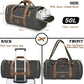 Vintage Canvas Duffle Bag, 50L Genuine Leather Travel Duffel Backpack Multifunctional Overnight Weekender Bag with Shoes Compartment Men (Black) - Roamly