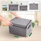 Large 42 Quarts Fabric Storage Bins with Lids [2-Pack] Linen Collapsible Foldable Storage Cubes, Closet Organizer Containers boxes with Handles for Home Office (16.7 x 12 x 12, Gray)
