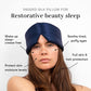 DROWSY Silk Sleep Mask. Face-Hugging, Padded Silk Cocoon for Luxury Sleep in Total Darkness. (Midnight Blue)
