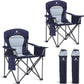 LET'S CAMP Oversized Folding Camping Chair Portable Outdoor Heavy Duty Padded Chairs Lawn Chair with Cup Holder, Storage Pocket and Cooler Bag, Supports 450LBS, for Camp, Travel, Picnic,2 Pack(Blue)