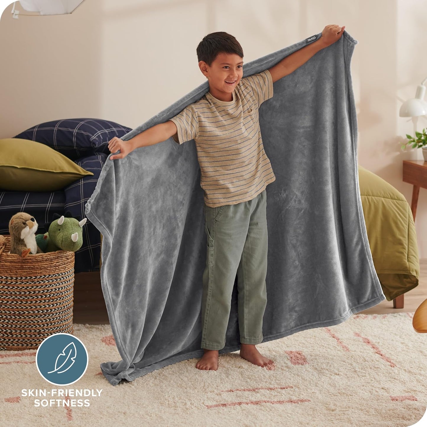 Bare Home Fleece Blanket - Baby Size - Ultra-Soft Lightweight for Bed, Sofa, and Couch - Luxury Microplush - Cozy Warm Blanket (Baby, Grey)
