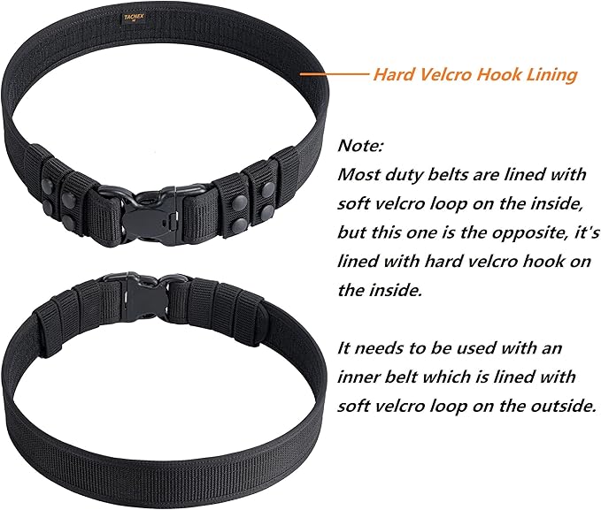 TACNEX Duty Belt w/Hook Lining 4 Keepers 2" Police Law Enforcement Officer Security Nylon Outer Inner Belt