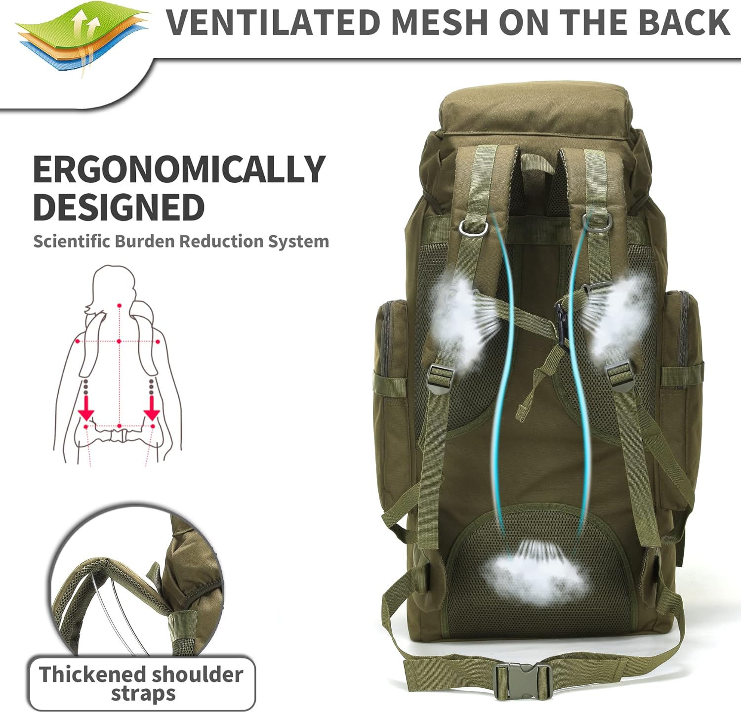 King'sGuard 70L Camping Hiking Backpack Tactical Backpack Military Molle Rucksack Backpack for Outdoor - Roamly
