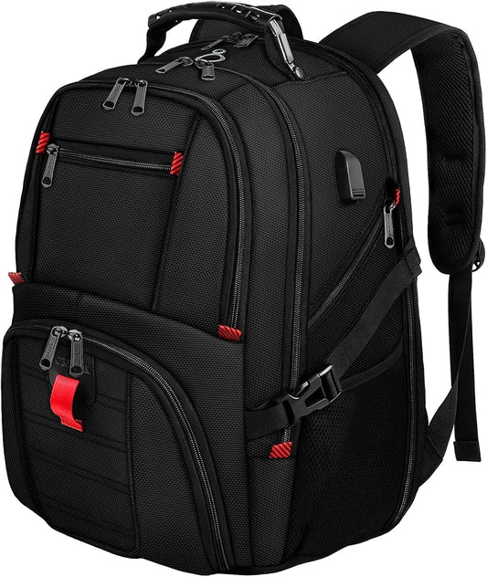 YOREPEK 18.4 Laptop Large Backpacks Fit Most 18 Inch Laptop with USB Charger Port,TSA Friendly Flight Approved Weekend Carry on Backpack with Luggage Strap for Men and Women, Black - Roamly