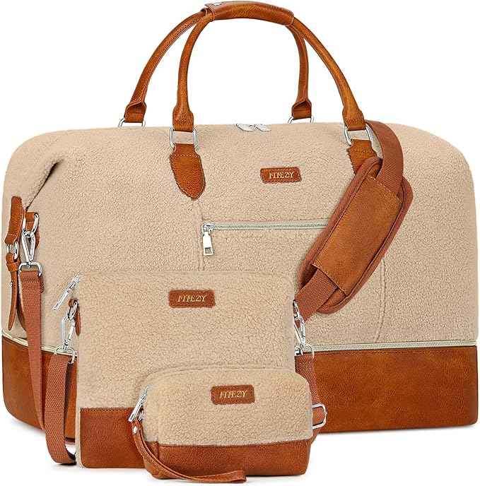 Weekender Bag for Women, Travel Duffel Bag Carry On Overnight Bag with Shoe Compartment Large Nylon Travel Weekend Tote Bag