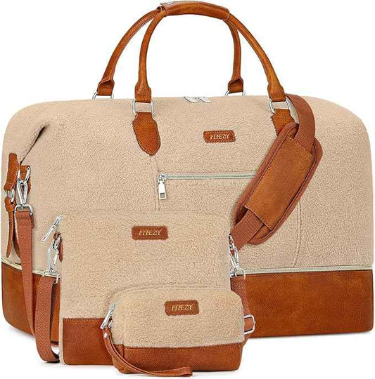 Weekender Bag for Women, Travel Duffel Bag Carry On Overnight Bag with Shoe Compartment Large Nylon Travel Weekend Tote Bag