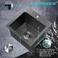 15 x 15 Inch Black Drop In Kitchen Sink - Single Bowl Topmount Bar Prep Sink, 18 Gauge Stainless Steel with Grid and Basket Strainer