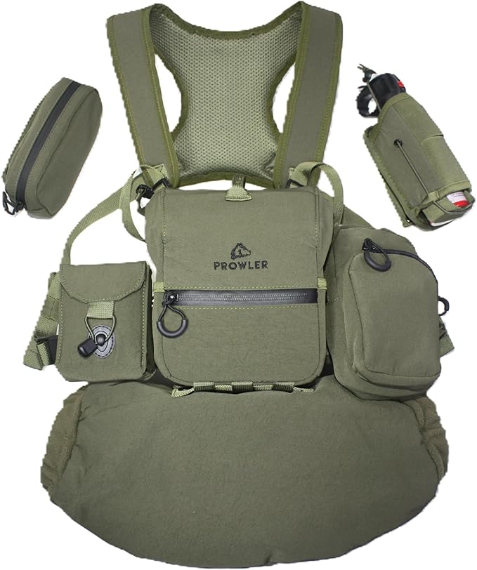 THE GUIDE BUNDLE: All Season Binocular Chest Pack Harness With 5 Piece Modular Accessory Kit: One Solution - Early Scouting To Late Season - Olive Green - Fits Up To Most 12x50 Bino