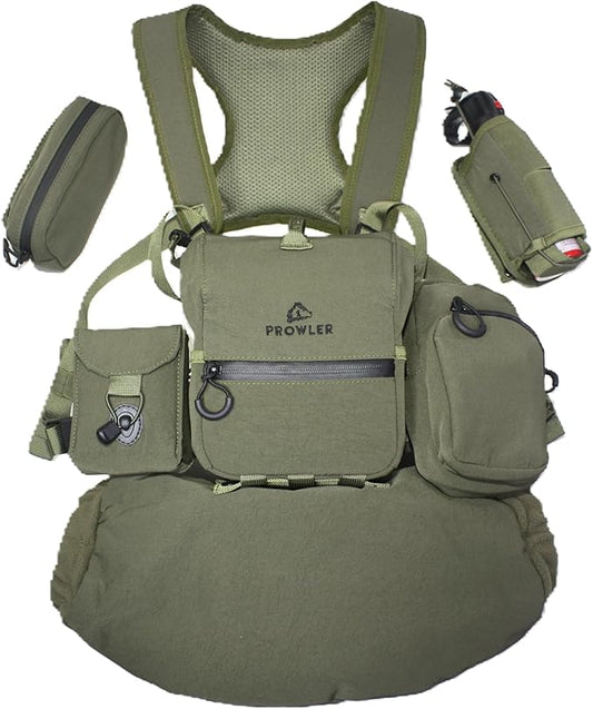 THE GUIDE BUNDLE: All Season Binocular Chest Pack Harness With 5 Piece Modular Accessory Kit: One Solution - Early Scouting To Late Season - Olive Green - Fits Up To Most 12x50 Bino