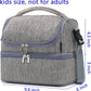 FlowFly Double Decker Cooler Insulated Lunch Bag Large Tote for Boys, Girls, Men, Women, With Adjustable Strap (Grey)