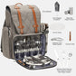 Picnic Backpack for 4 Person with Large Insulated Cooler Bag, Picnic Basket Set with Wine Pouch,Waterproof Picnic Blanket & Cutlery Set. Perfect for Beach, Camping, Party,Wedding Gift for Couple,Brush