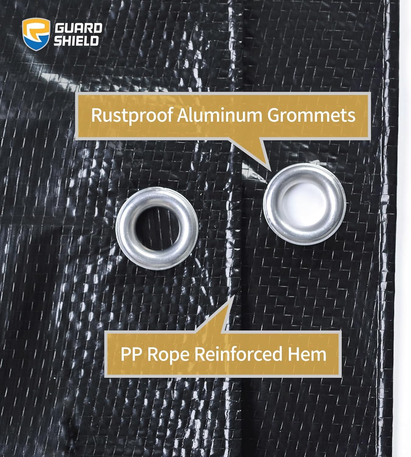 GUARD SHIELD Black Tarp 12x12 Feet Waterproof Tarps Lightweight Camping Tarp Outdoor Multi Purpose Poly Cover 6mil
