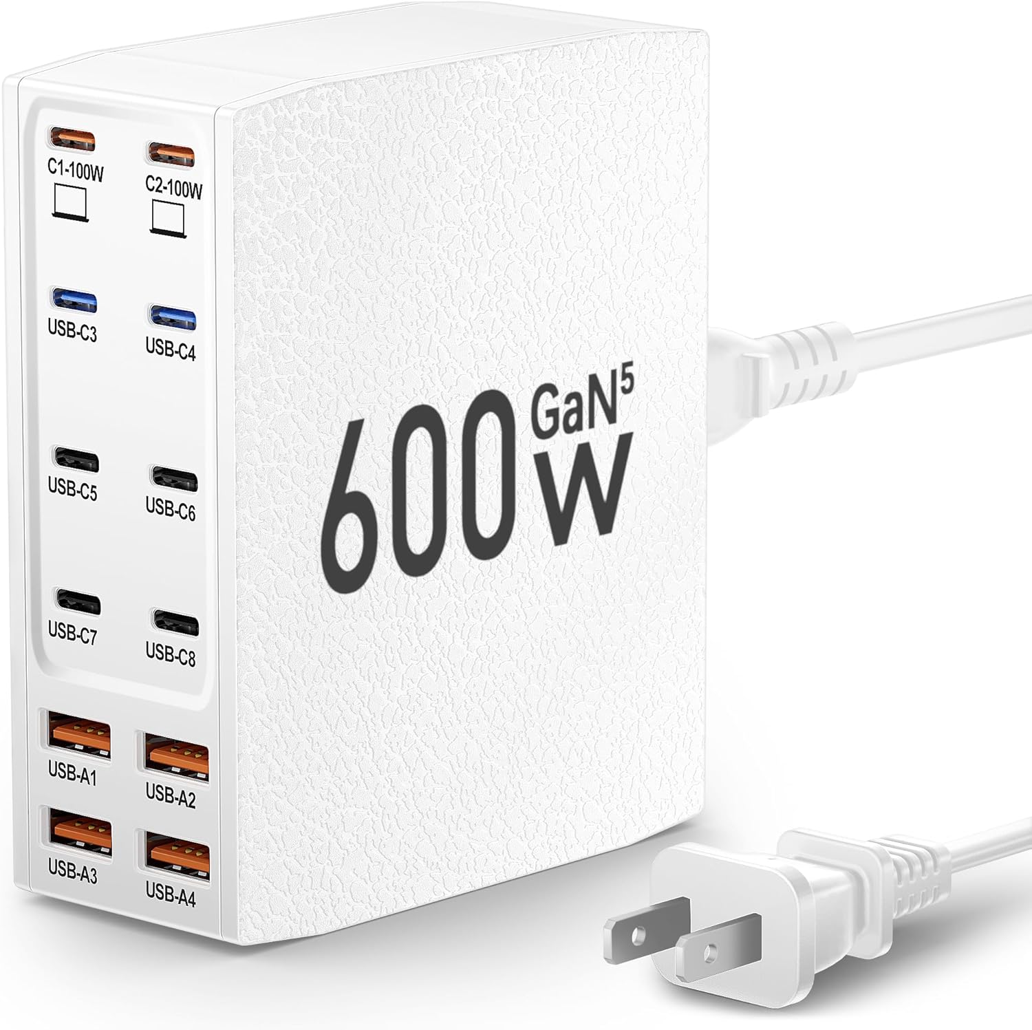 USB Charging Station (600W),12-Port USB C Charger Block with Dual 100W PD USB-C Fast Charging Station Hub for MacBook Pro/Air/All iPad Phone 17/16 15/14/13/Pro Max/Samsung Galaxy Note(White) - Roamly