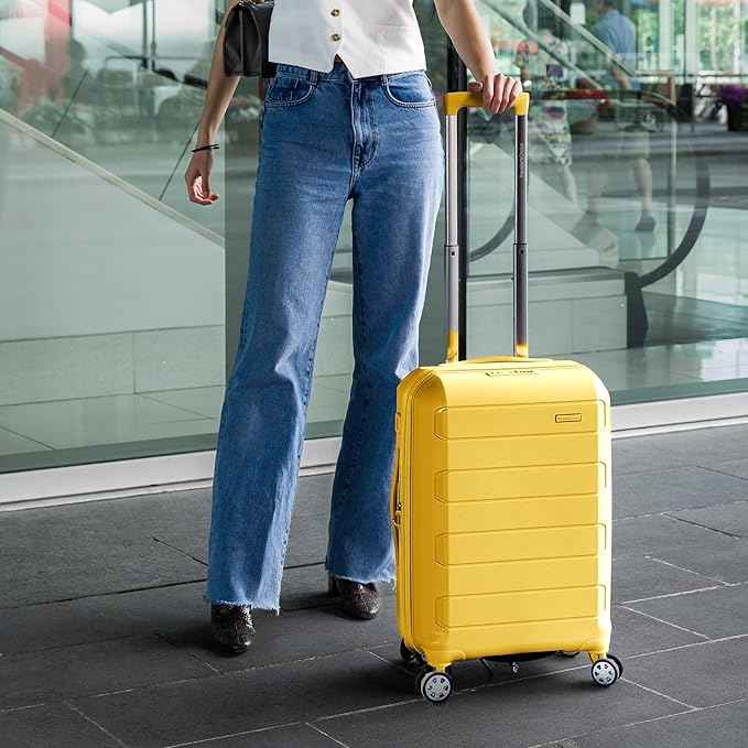 Traveler's Choice Pagosa Hardshell Expandable Luggage with Spinner Wheels, Yellow, 3-Piece Set (22/26/30)