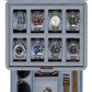ROTHWELL 8 Slot Leather Watch Box with Drawer - Luxury Case Display Jewelry Organizer, Locking Display Case Holder with Real Glass Top - Watch Box Organizer for Men & Women (Artic Mist)
