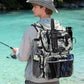 HXLGMD Fishing Backpack with Rod Holders, 43L Large Water Resistant Tackle Bag Storage Gear and Equipment with Cooler for Men Fishing, Camping, Hiking, Grey