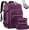 LOVEVOOK Travel Backpack for Women & Men 40L,Airline Approved Carry On Backpack Travel Essentials,TSA Carry on Luggage,Waterproof Personal Item Travel Bag,Suitcase with Packing Cubes,Dark purple-Black
