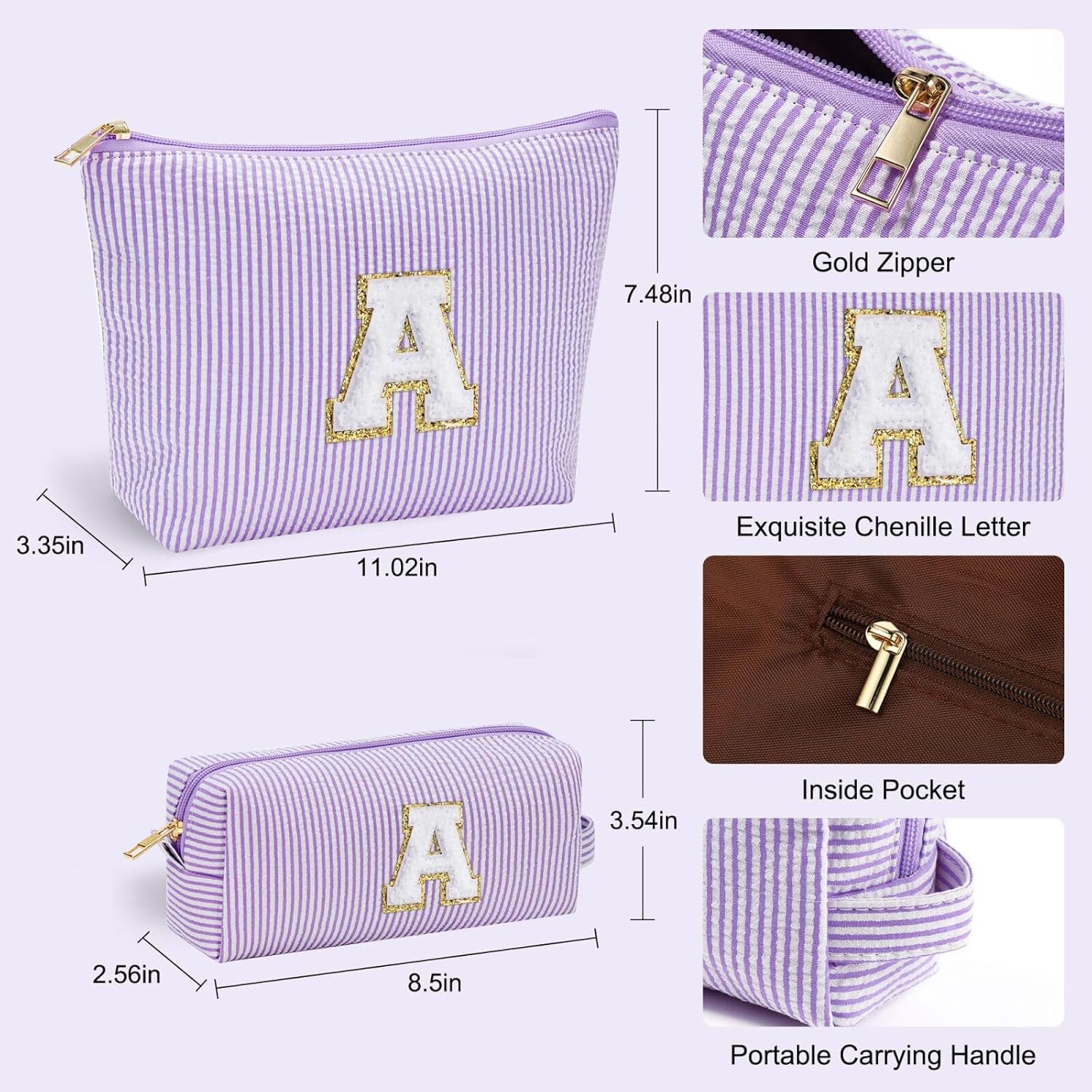 YOOLIFE Bridesmaid Gifts for Women - Cute Purple Makeup Bag for Women Friends | Make Up Cosmetic Travel Toiletry Bag for Bride Maid Matron of Honor Bridal Shower Personalized Bachelorette Gift B - Roamly