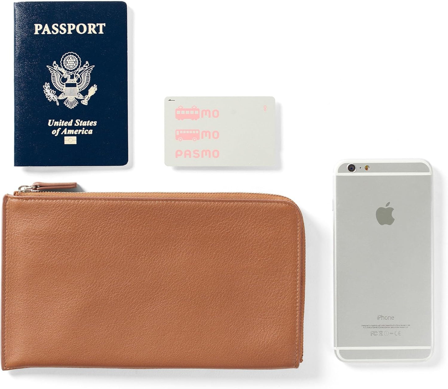 Leatherology Cognac Slim Zip Travel Wallet - Compact and lightweight, Versatile storage, Zip closure - Roamly