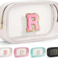 YOOLIFE Initial Make Up Bag Travel Toiletry Bag, Clear Makeup Bag Preppy Cosmetic Bag Clear Makeup Bags With Zipper Girlfriend Teacher 6 Year Old Girl Gifts Daughter Gifts Swim Gifts For Girls White R